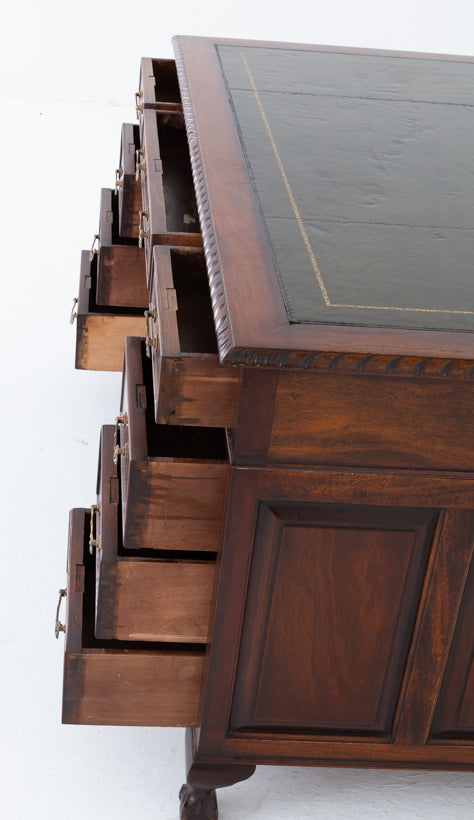 Chippendale Style Mahogany Pedestal Desk