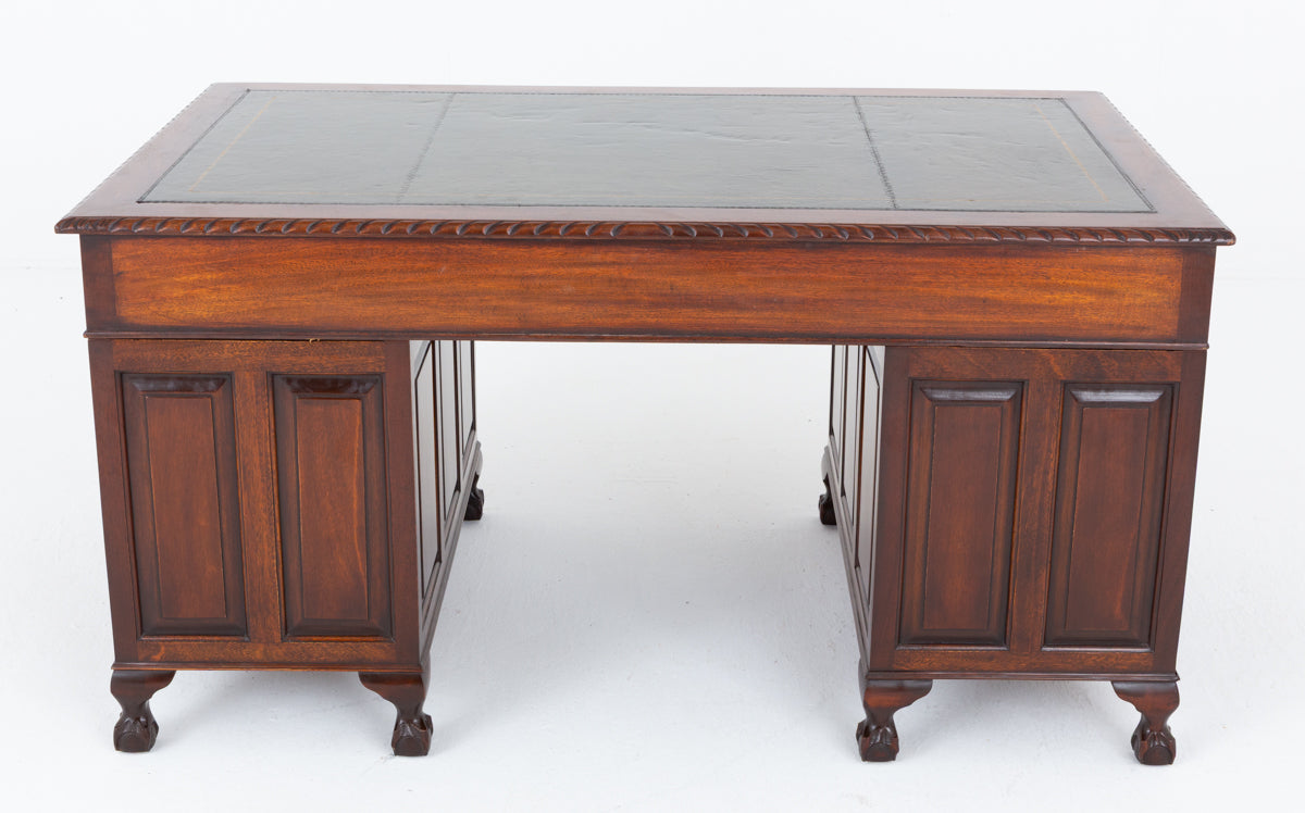 Chippendale Style Mahogany Pedestal Desk