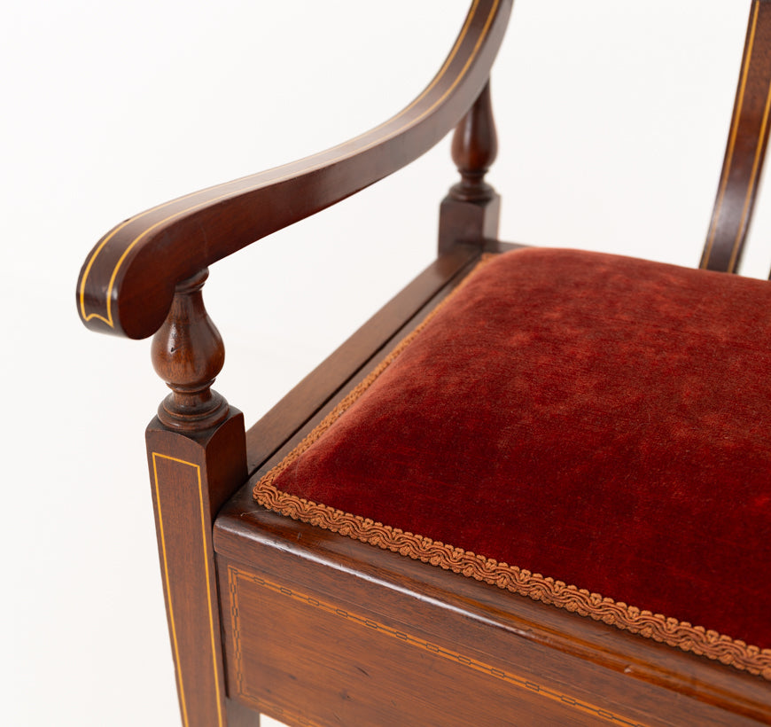 Sheraton Revival Mahogany Piano Stool