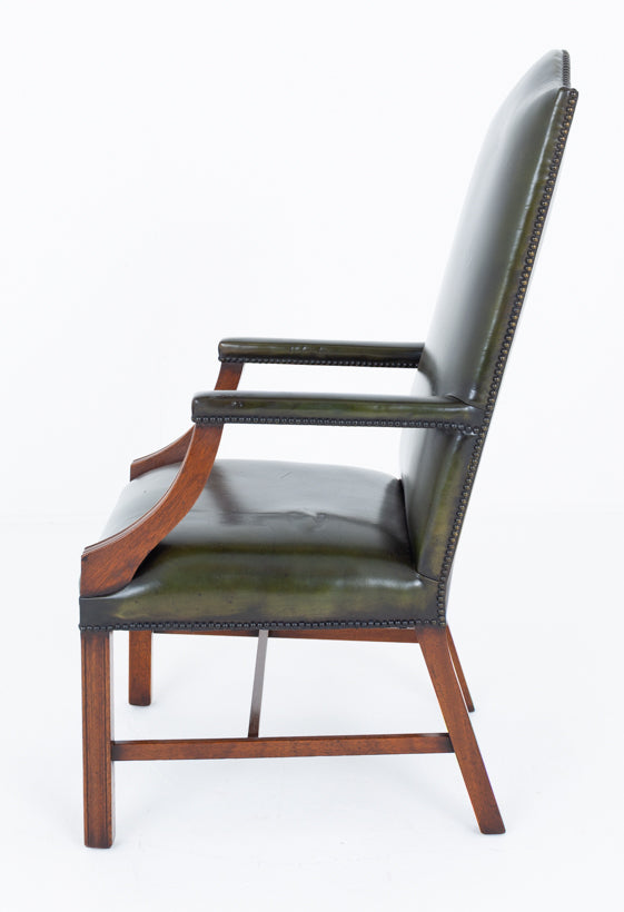 Pair of Georgian Revival Leather Gainsborough Chairs