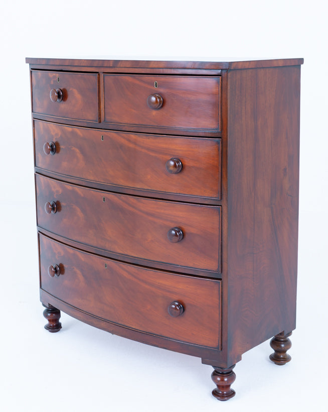 Victorian Mahogany Bow Chest of Drawers