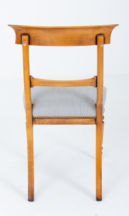 Set of 12 Regency Style Satin Birch Dining Chairs