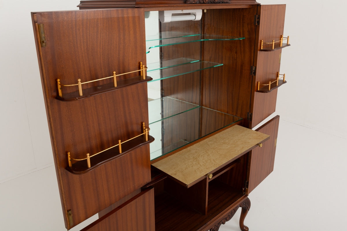 Queen Anne Style Mahogany Cocktail Cabinet