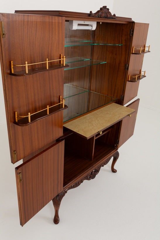 Queen Anne Style Mahogany Cocktail Cabinet