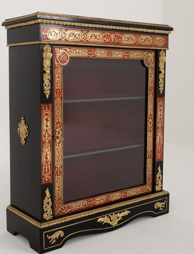 Wonderful Pair of French Ebonised and Boulle Pier Cabinets