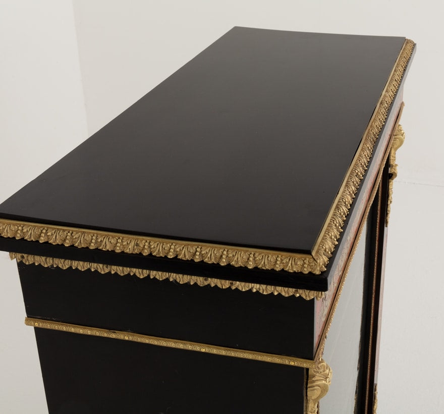 Wonderful Pair of French Ebonised and Boulle Pier Cabinets