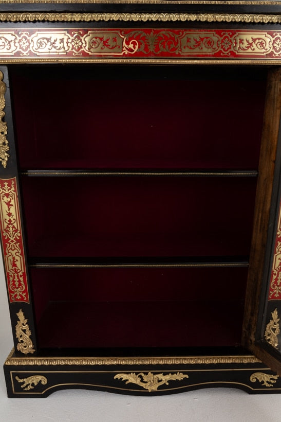 Wonderful Pair of French Ebonised and Boulle Pier Cabinets