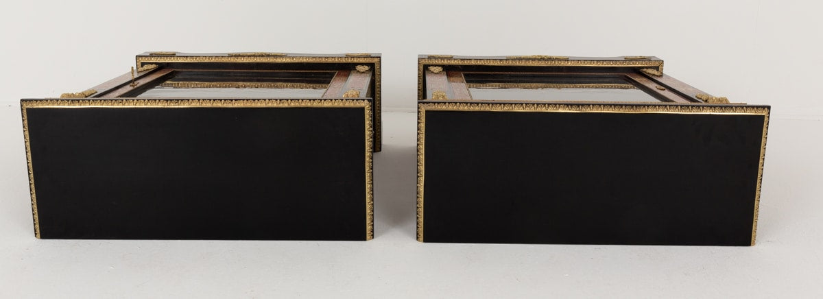 Wonderful Pair of French Ebonised and Boulle Pier Cabinets