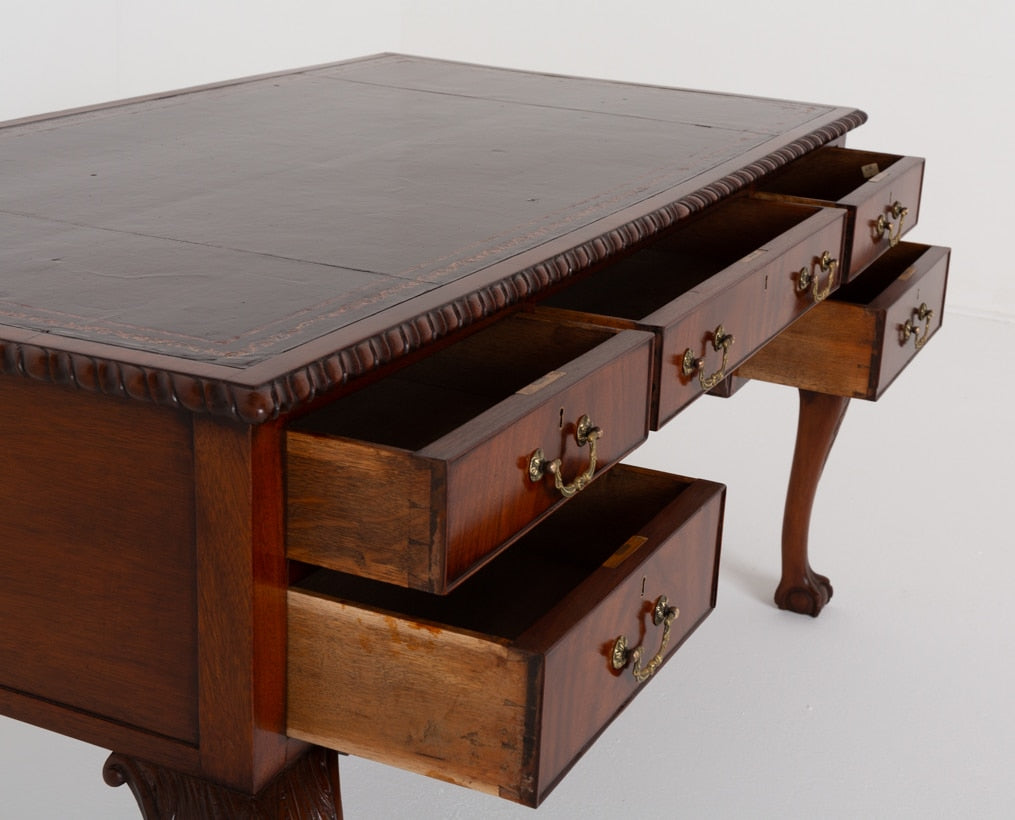 Mahogany Chippendale Style Faux Partners Desk