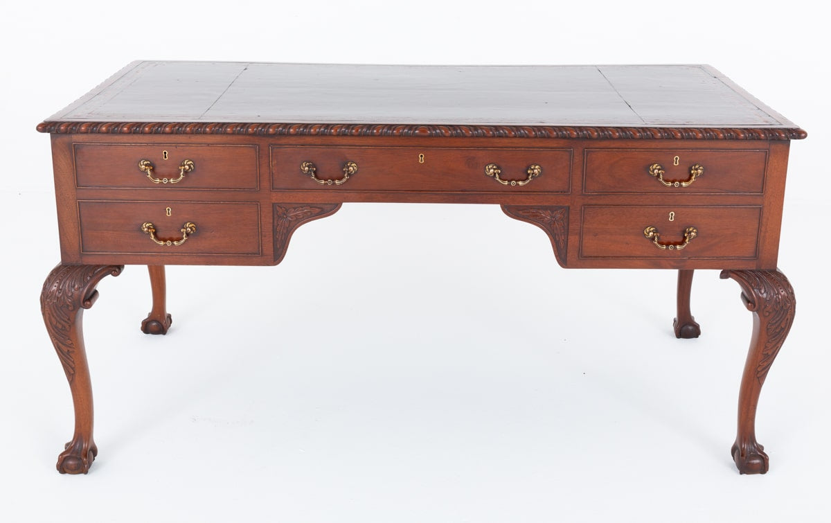Mahogany Chippendale Style Faux Partners Desk