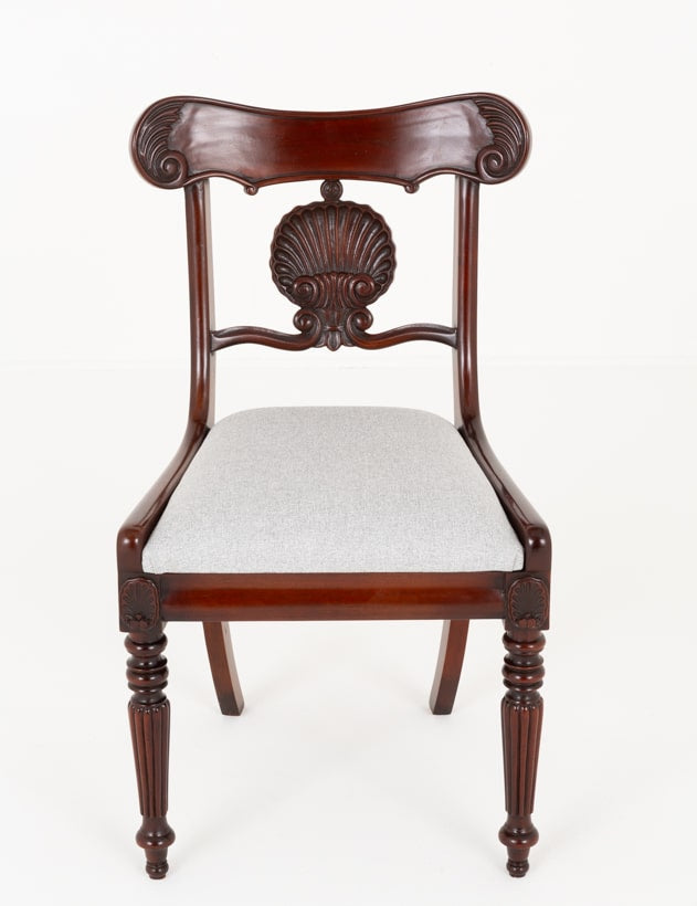 Set of 12 William IV Style Mahogany Shell Back Dining Chairs