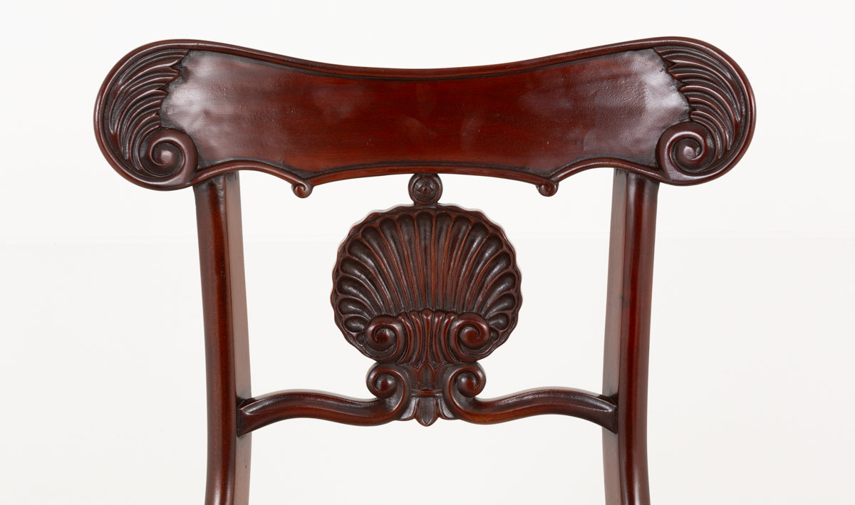 Set of 12 William IV Style Mahogany Shell Back Dining Chairs