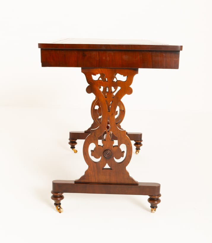 Victorian Mahogany 2 Drawer Writing Table Cross-Banding