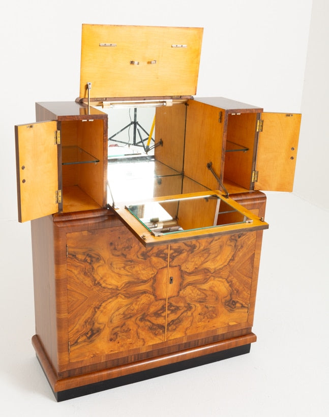Stunning Art Deco Walnut Cocktail Cabinet