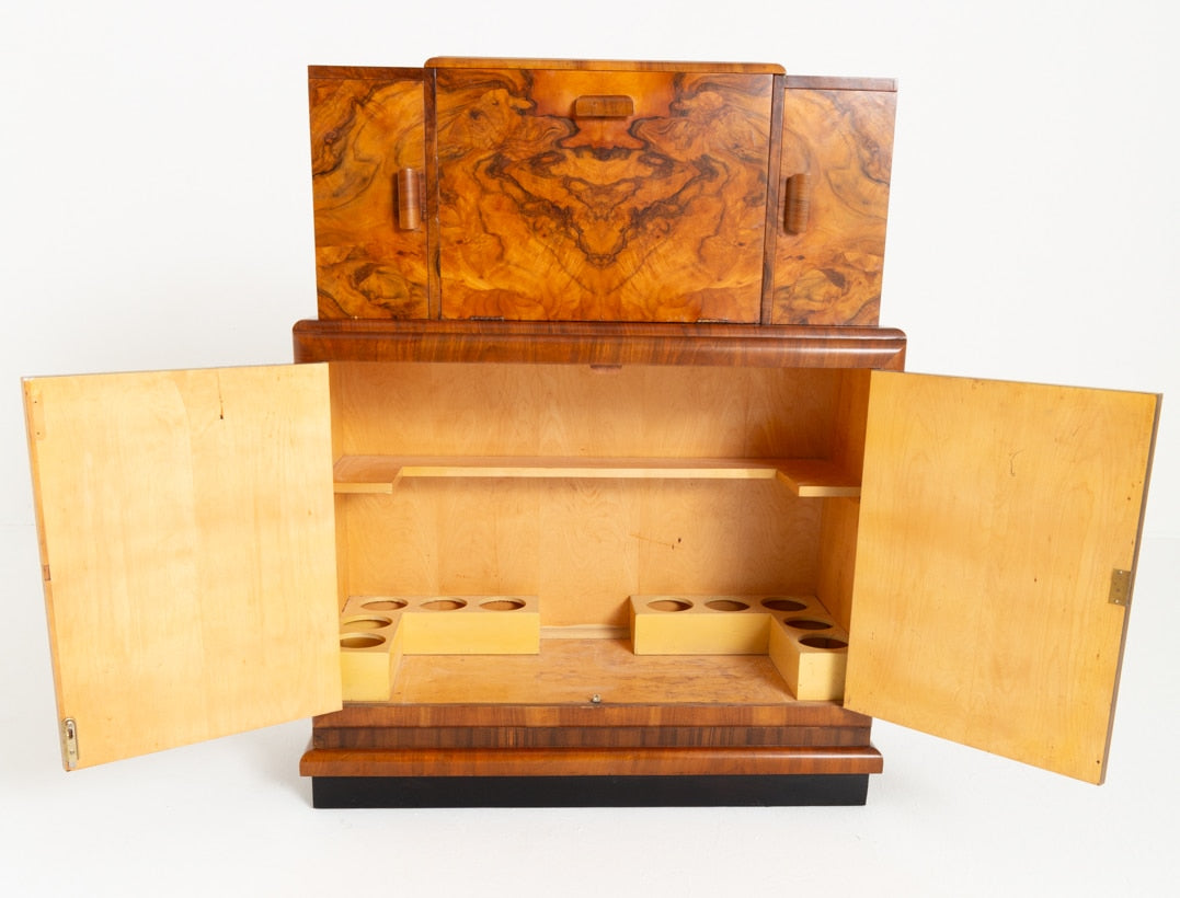 Stunning Art Deco Walnut Cocktail Cabinet