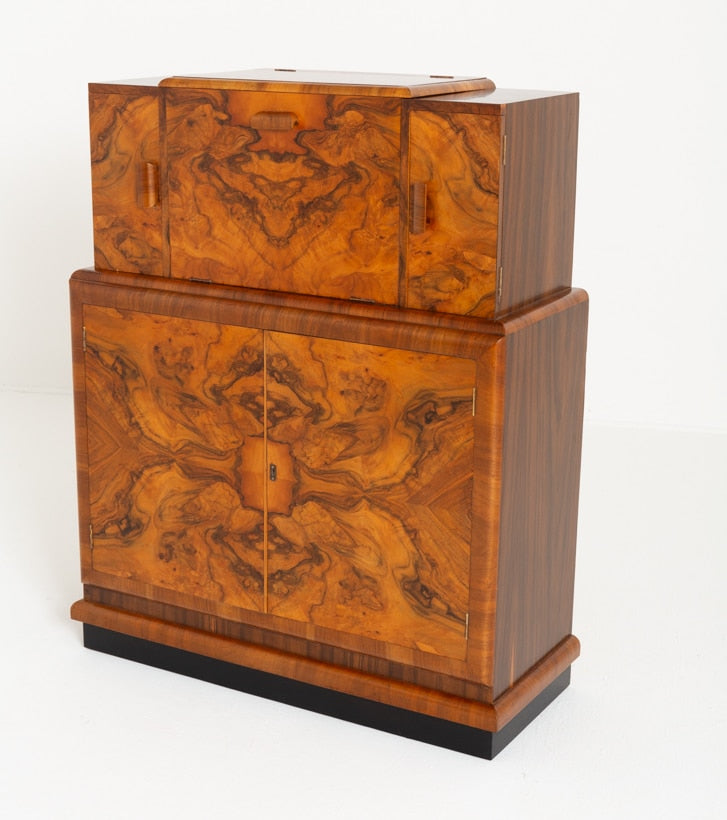 Stunning Art Deco Walnut Cocktail Cabinet