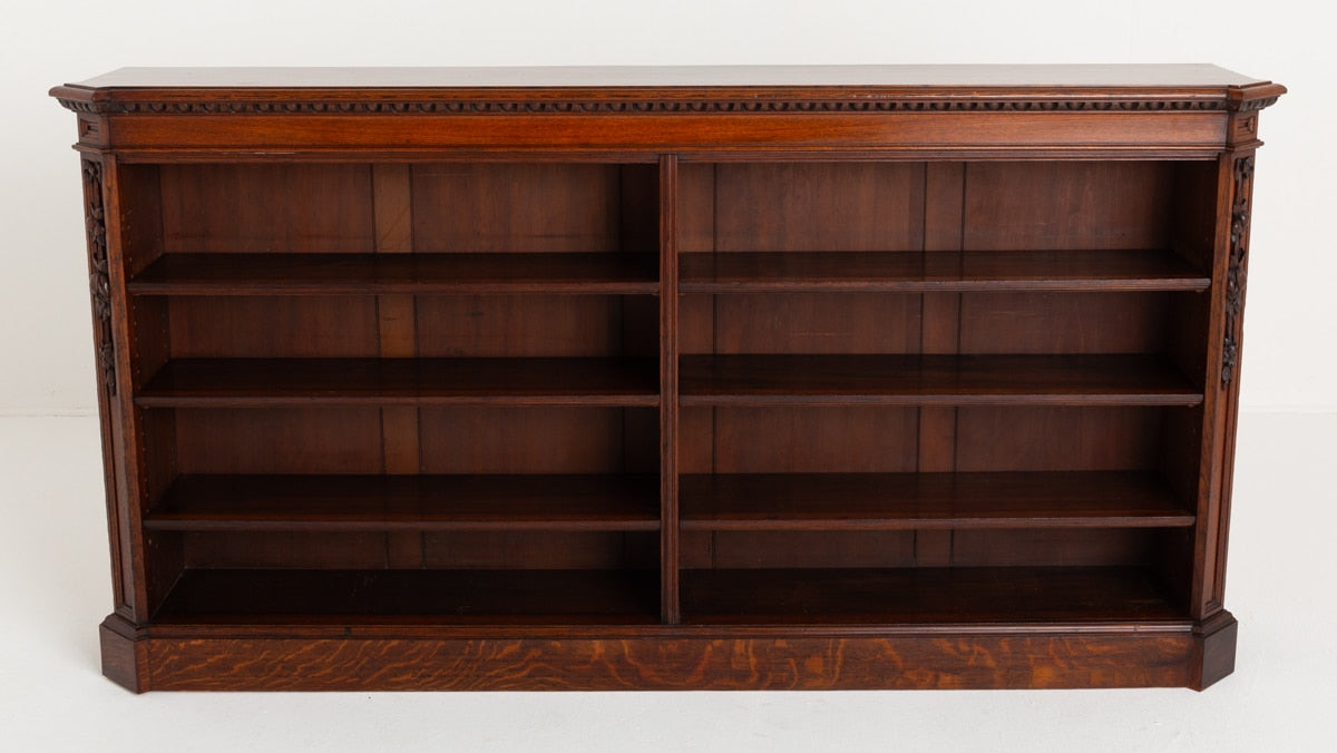 Large Victorian Oak Open Bookcase