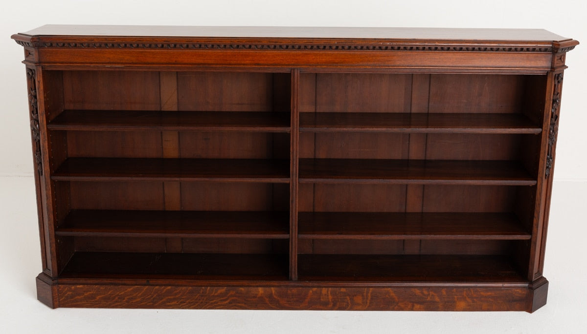 Large Victorian Oak Open Bookcase