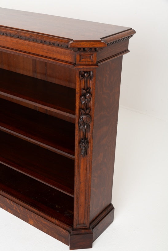 Large Victorian Oak Open Bookcase