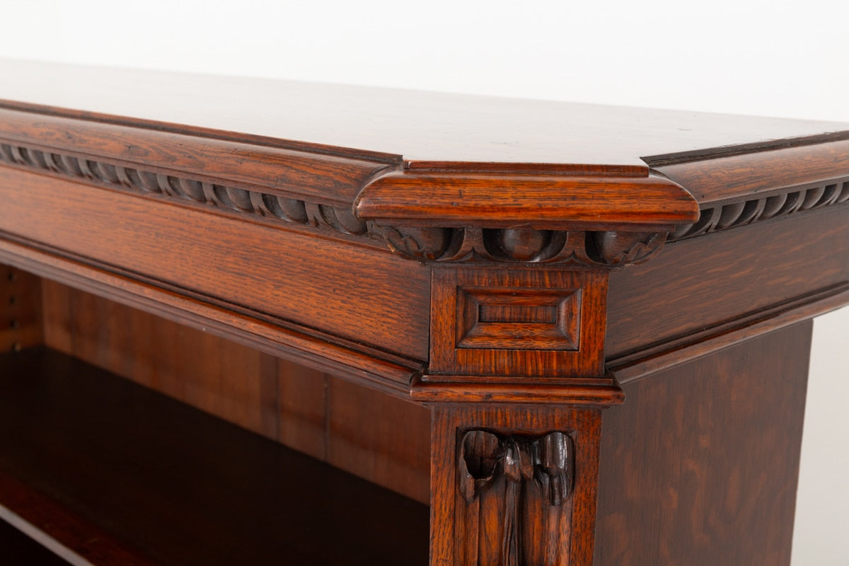 Large Victorian Oak Open Bookcase