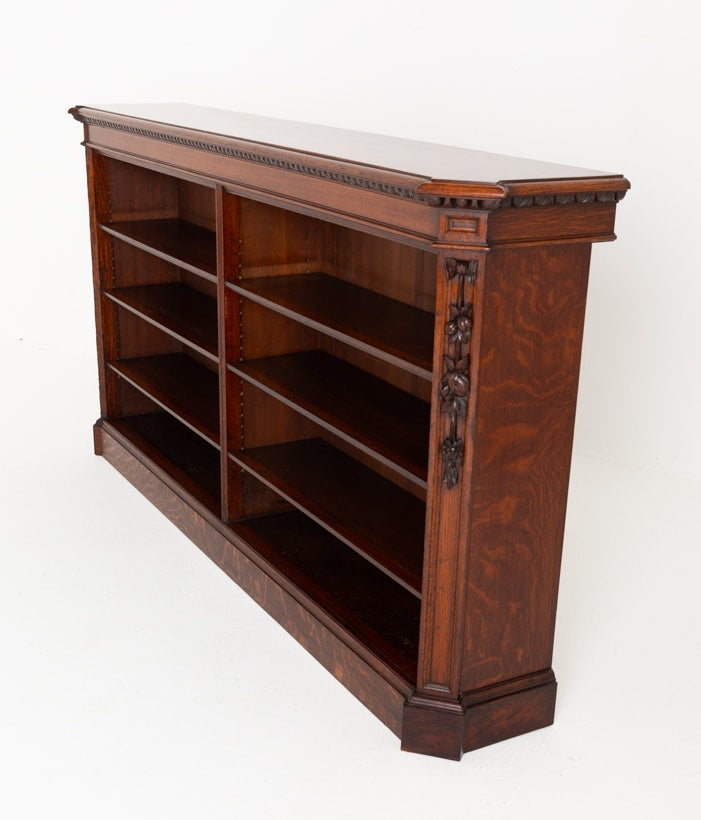 Large Victorian Oak Open Bookcase