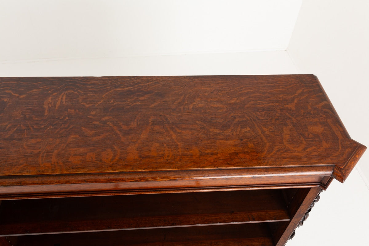 Large Victorian Oak Open Bookcase
