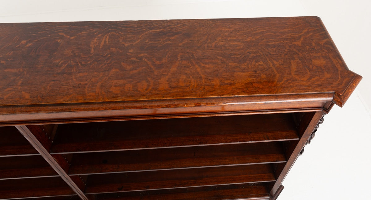 Large Victorian Oak Open Bookcase