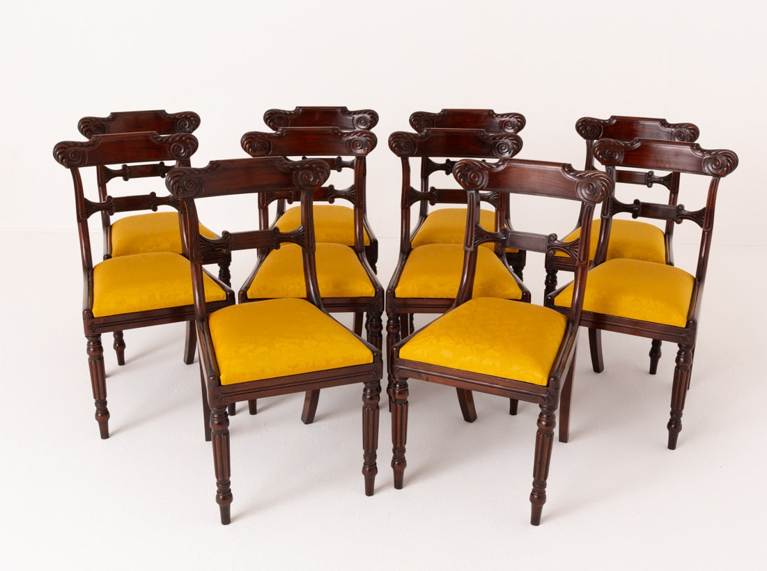 Set of 10 William IV Style Mahogany Dining Chairs