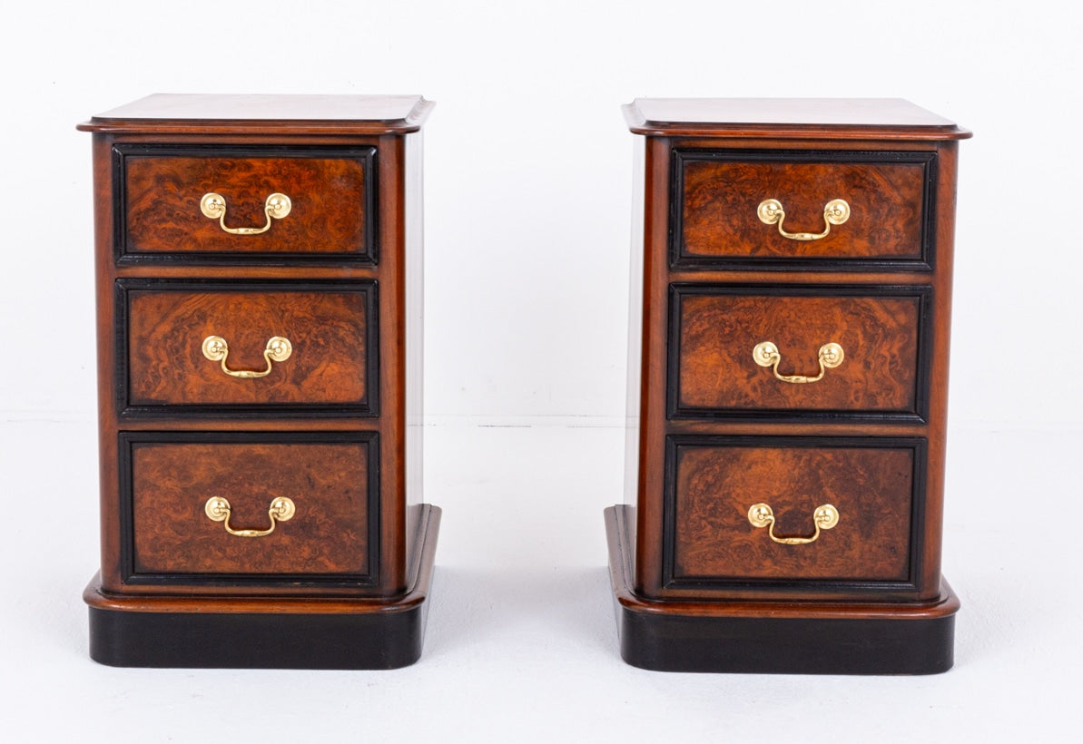 Pair of Good Quality Victorian Burr Walnut Bedsides