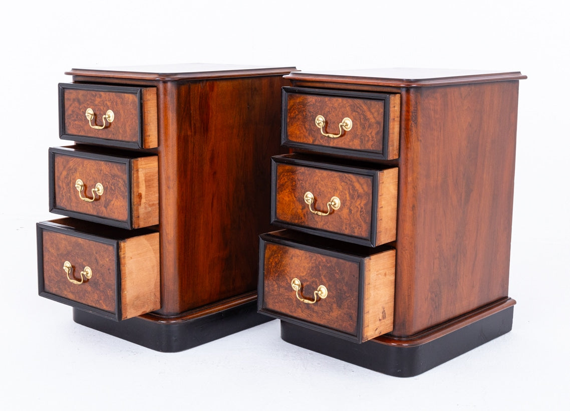 Pair of Good Quality Victorian Burr Walnut Bedsides
