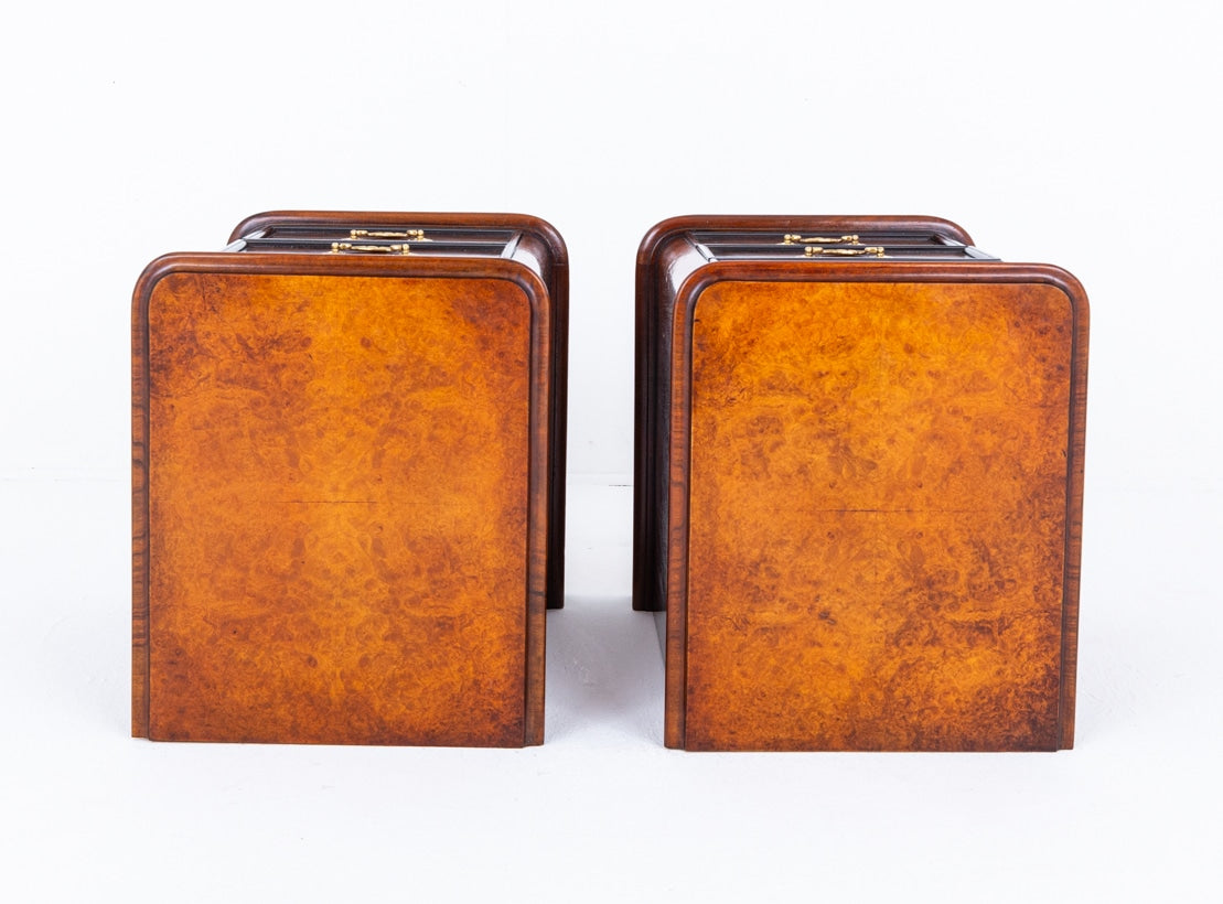 Pair of Good Quality Victorian Burr Walnut Bedsides