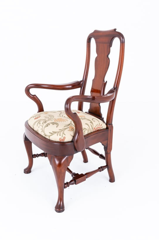 Set of 14 (12 + 2) Mahogany Queen Anne Style Dining Chairs