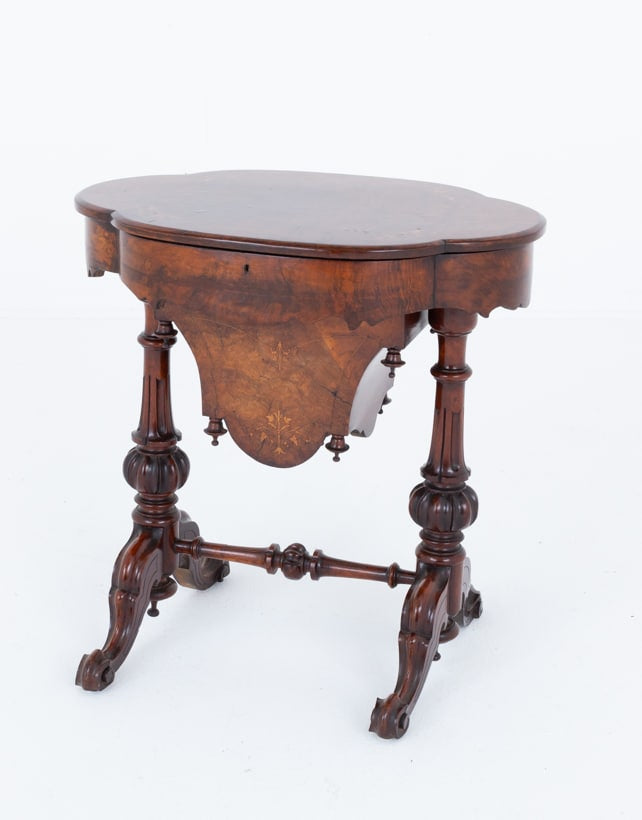 Victorian Burr Walnut Sewing Table