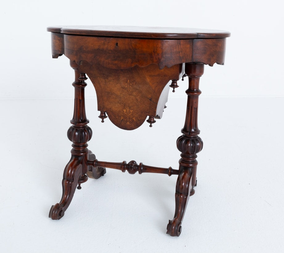 Victorian Burr Walnut Sewing Table