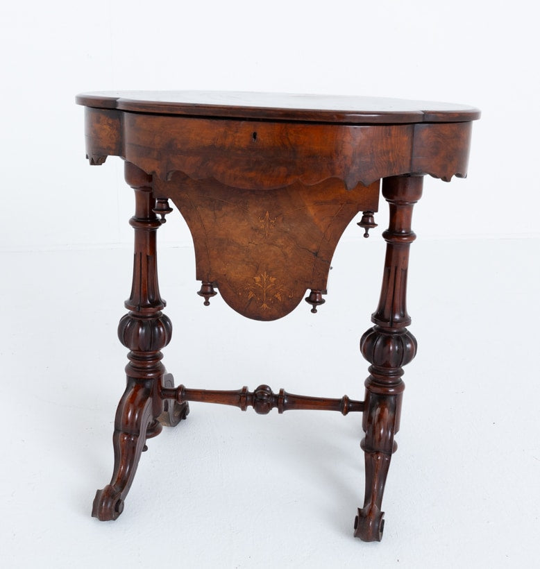 Victorian Burr Walnut Sewing Table