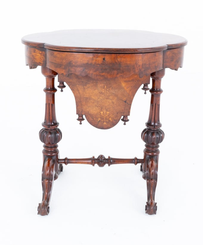 Victorian Burr Walnut Sewing Table