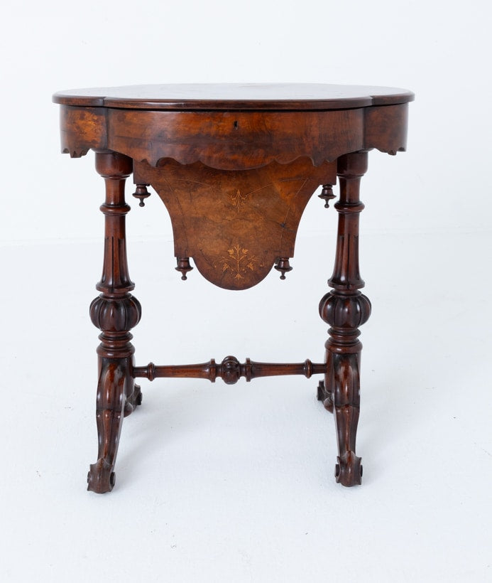 Victorian Burr Walnut Sewing Table