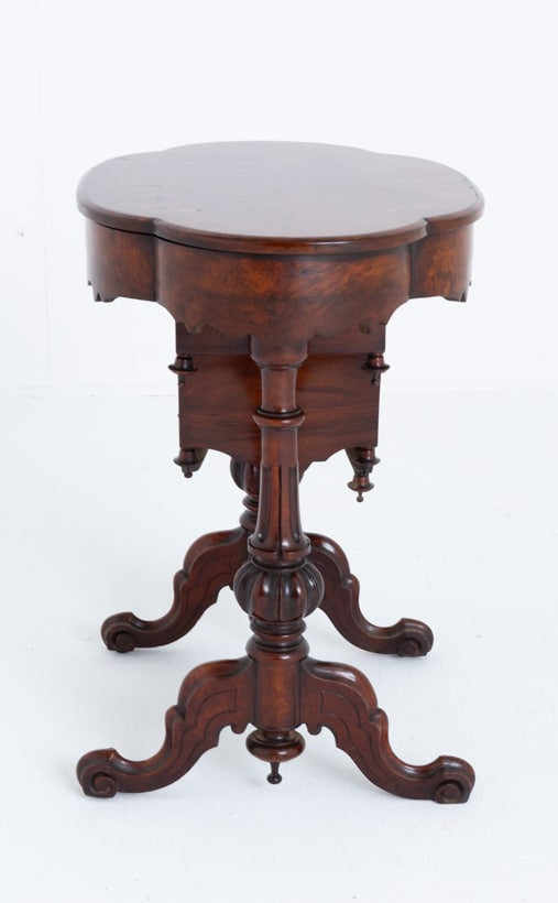 Victorian Burr Walnut Sewing Table