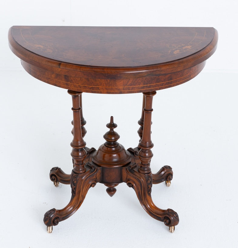 Victorian Burr Walnut Games Table