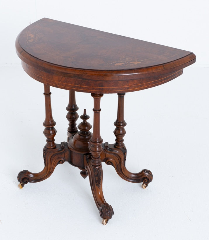 Victorian Burr Walnut Games Table