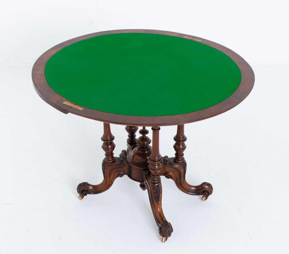 Victorian Burr Walnut Games Table