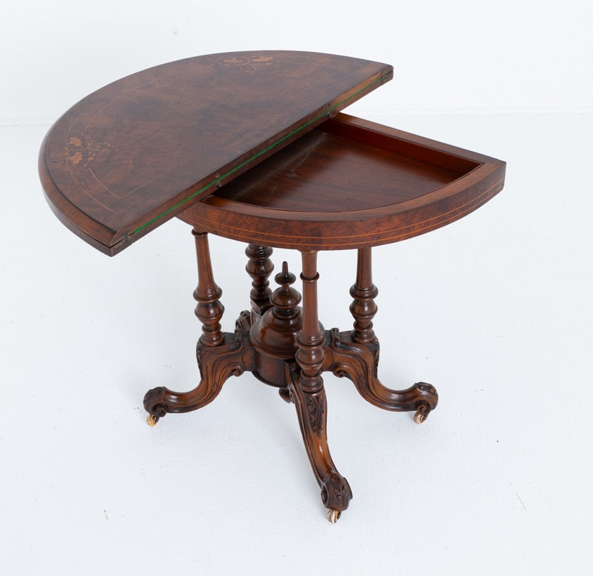 Victorian Burr Walnut Games Table