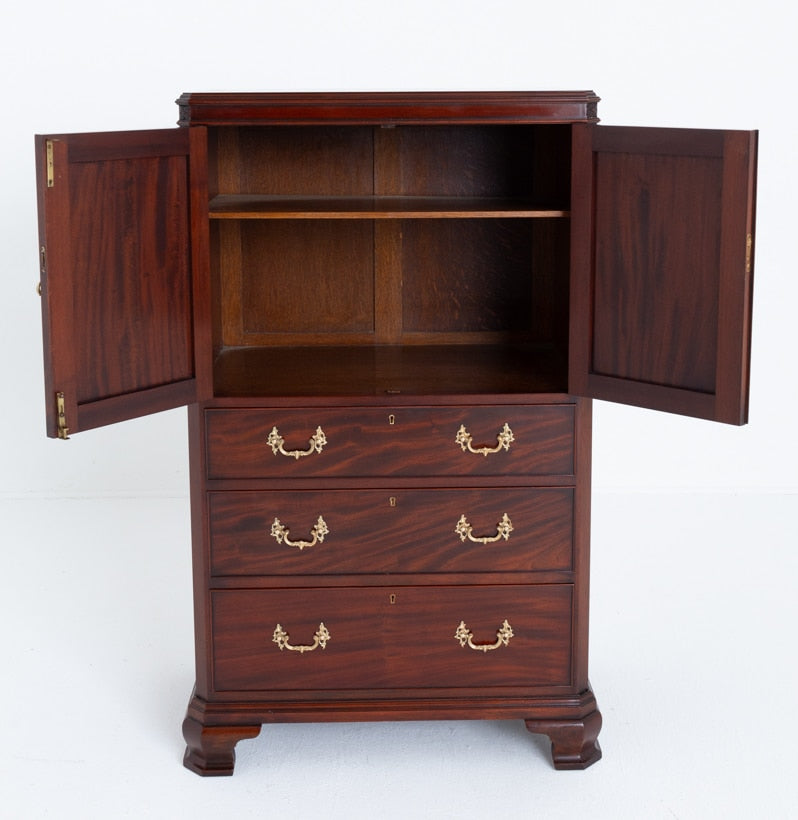 Mahogany Chippendale Style Linen Cabinet