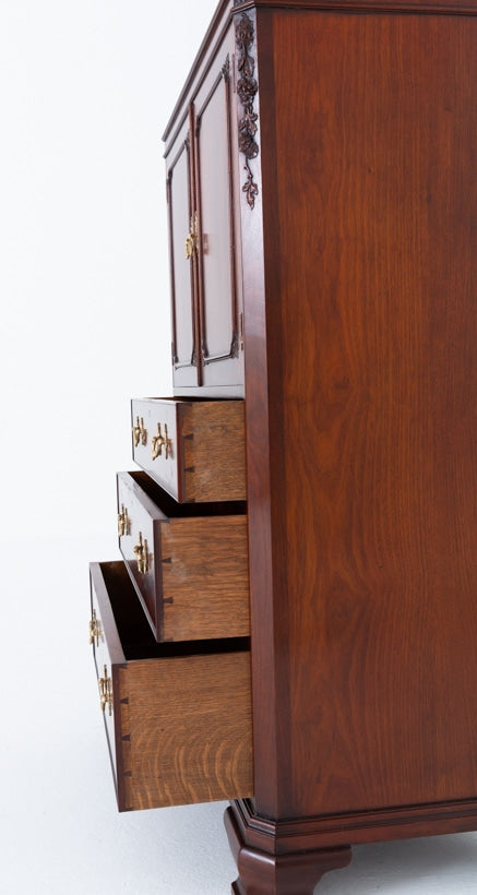 Mahogany Chippendale Style Linen Cabinet