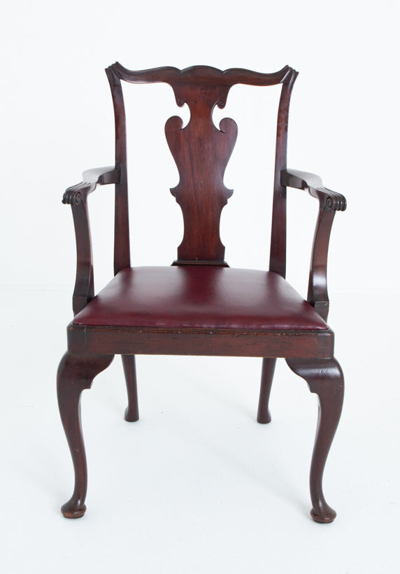 Set of 8 (6 + 2) Mahogany Queen Anne Style Dining Chairs