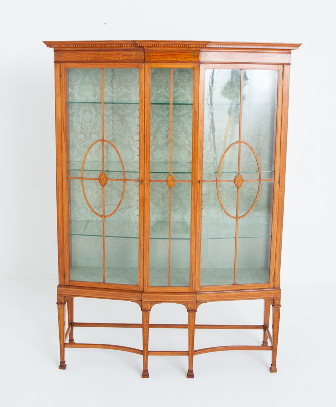 Good Quality Sheraton Revival Satinwood Display Cabinet