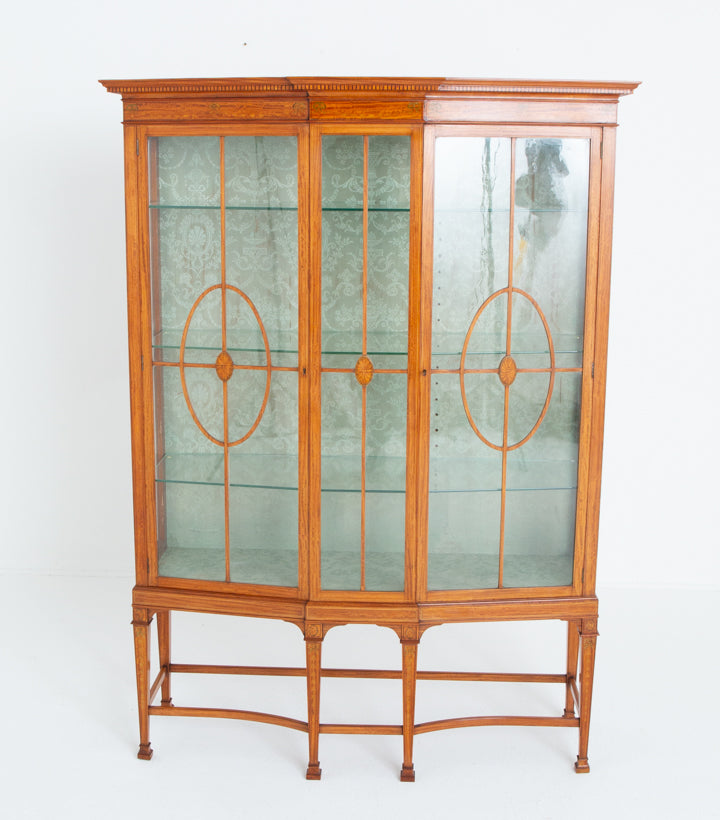 Good Quality Sheraton Revival Satinwood Display Cabinet