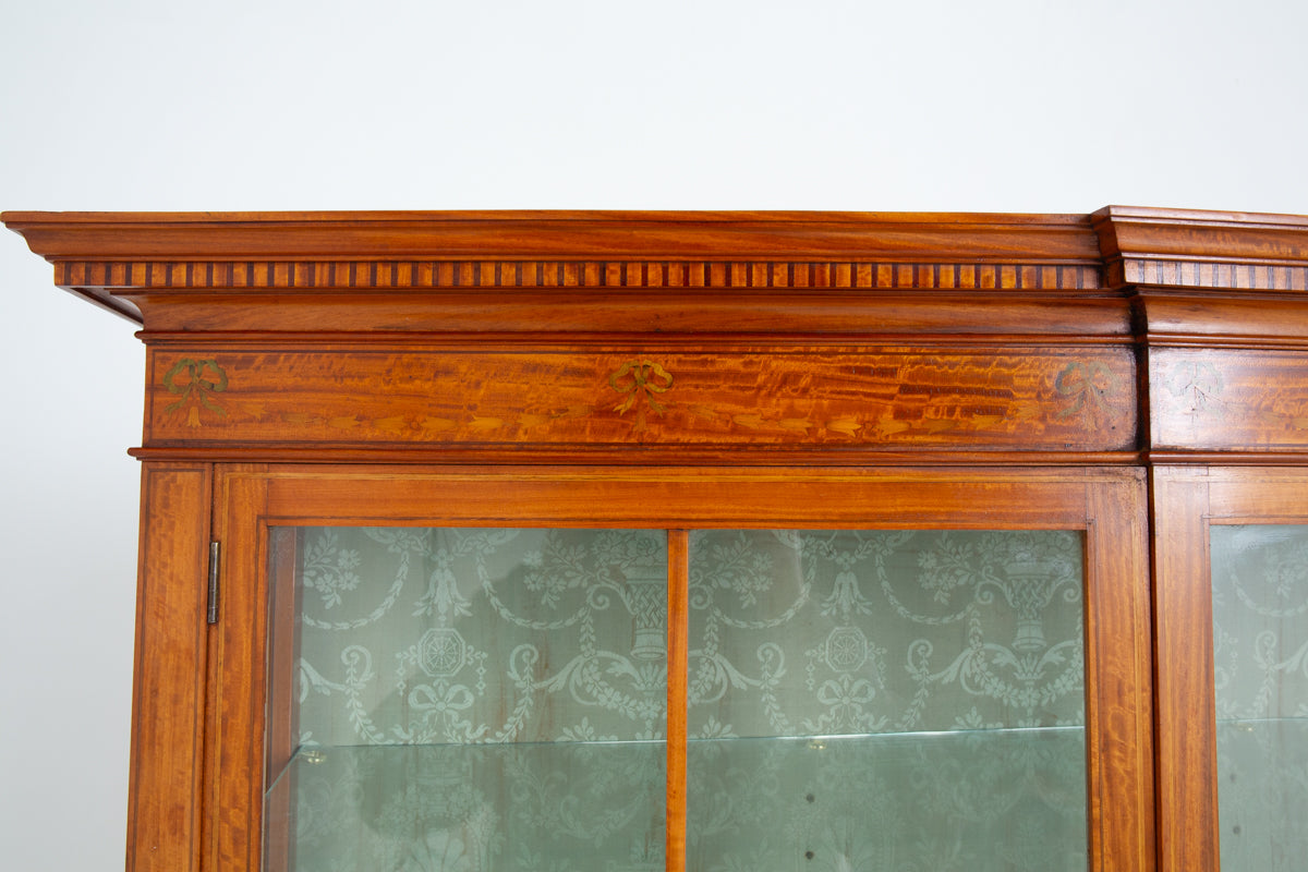 Good Quality Sheraton Revival Satinwood Display Cabinet