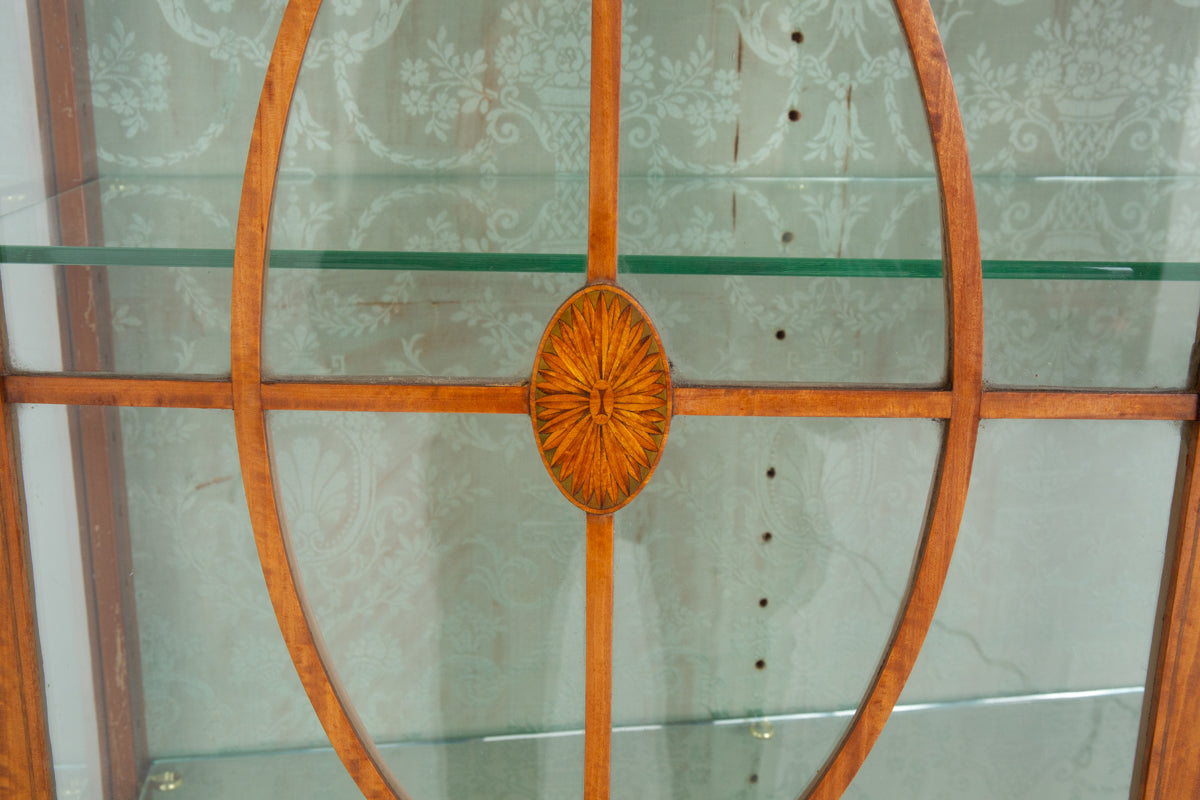 Good Quality Sheraton Revival Satinwood Display Cabinet