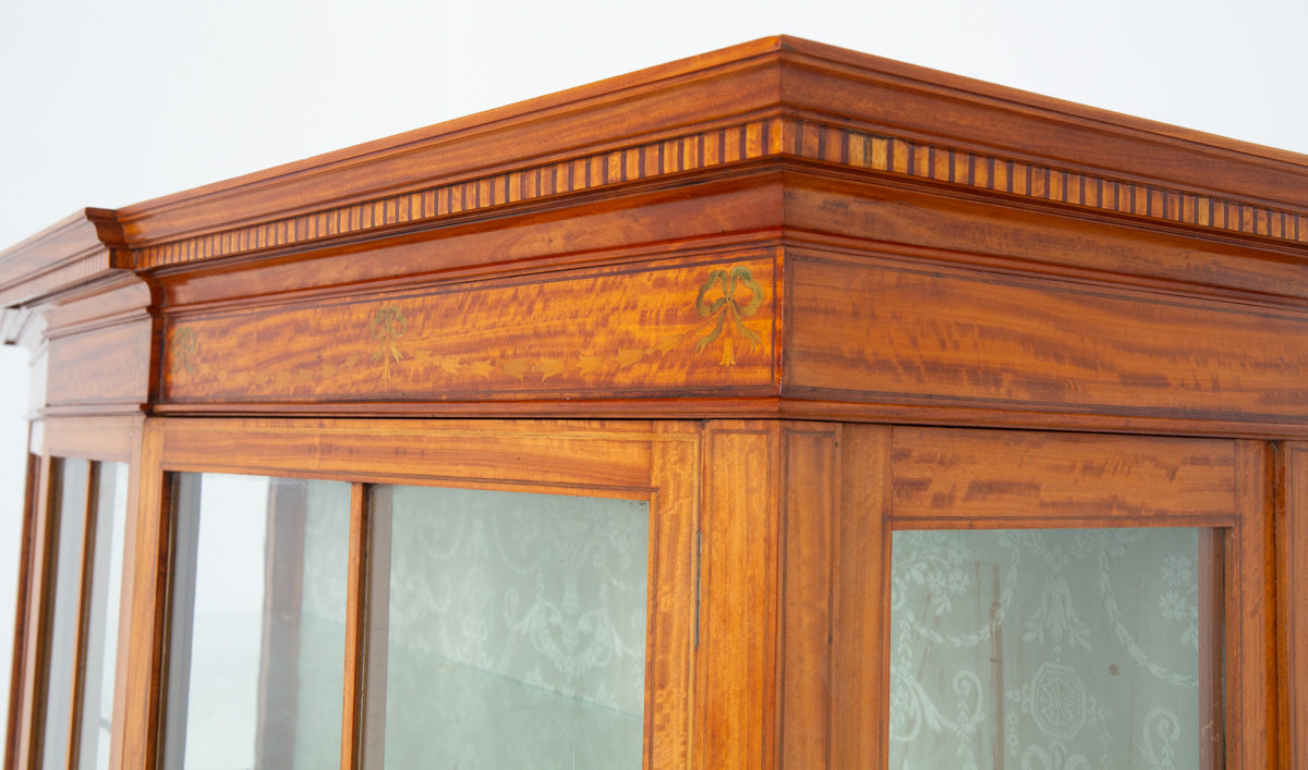 Good Quality Sheraton Revival Satinwood Display Cabinet